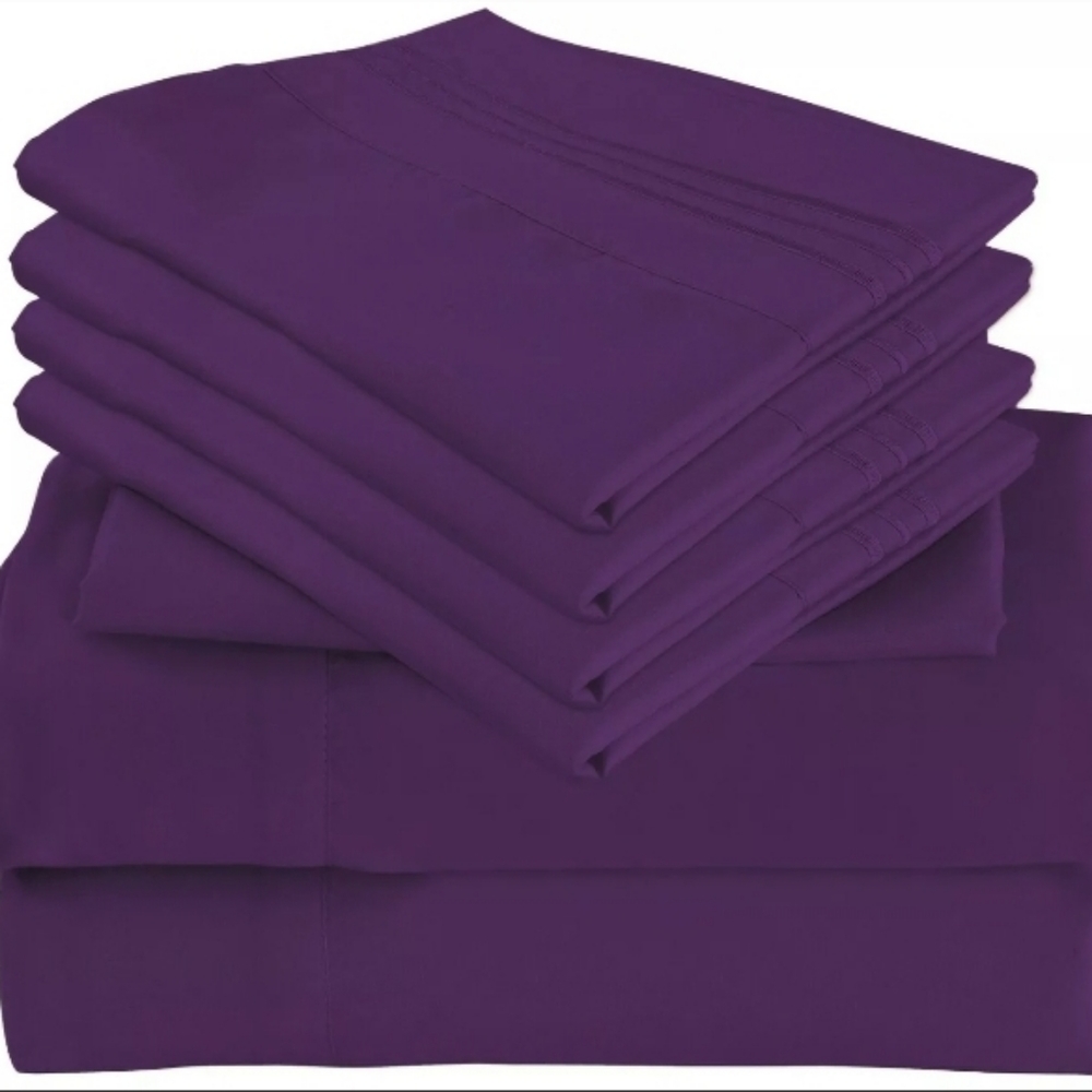 6 PCS Ultra Soft Cool Bamboo Sheet Set - King- Purple